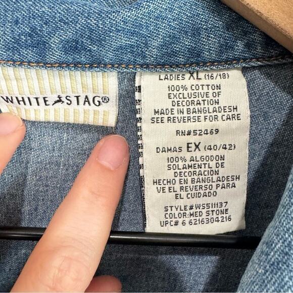 VTG White Stag Womens XL Jacket Embroidered Floral Paisly Denim Boho Festival - Picture 4 of 10